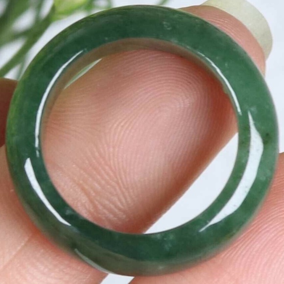 Cert'd Dark green 100% Natural A Jade jadeite 17 mm Ring - Picture 6 of 9